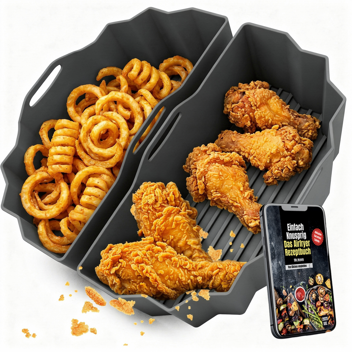 DUAL Silikonformen für Airfryer - kompatiebel mit Philips, Cosori & mehr
