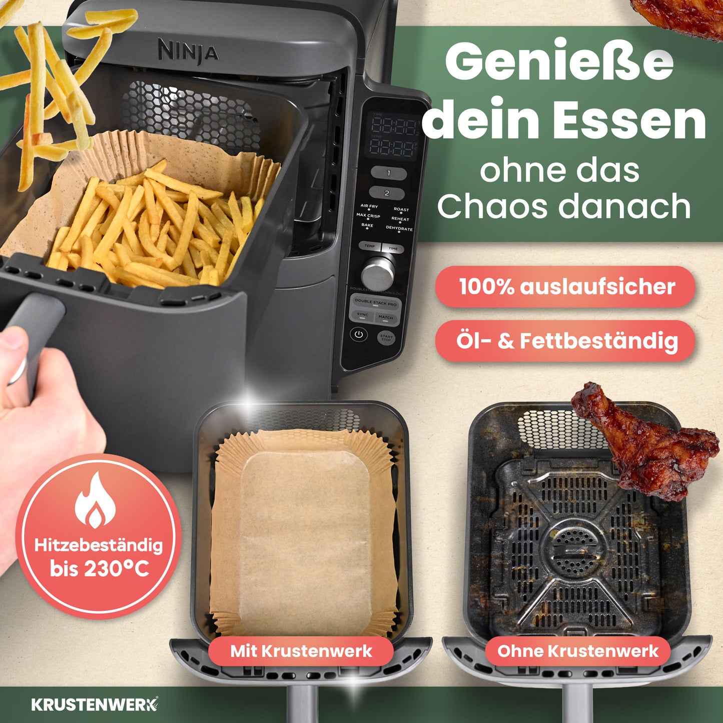 airfryer mit backpapier
backpapier für heißluftfritteuse rewe
backpapier im airfryer
