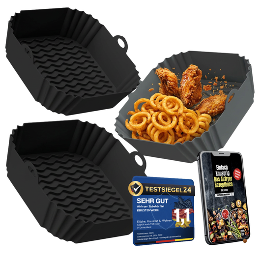 3er SET Silikonform für Heißluftfritteuse - ideal in die gängigsten Airfryer-Modelle - ab 3,7-7,5L
